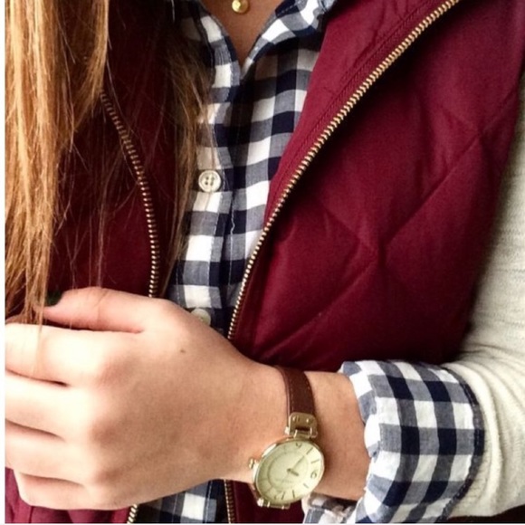 J. Crew Puffer Vest Maroon - Picture 2 of 4